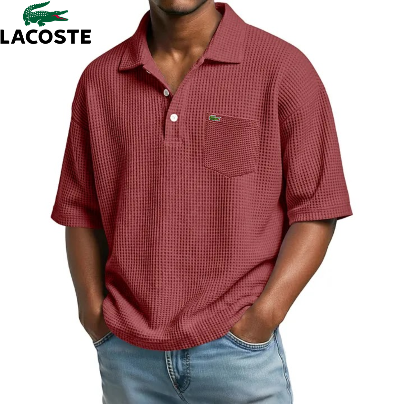 Lacoste – Polo homme texturé avec poche poitrine | 1 acheté = 1 offert