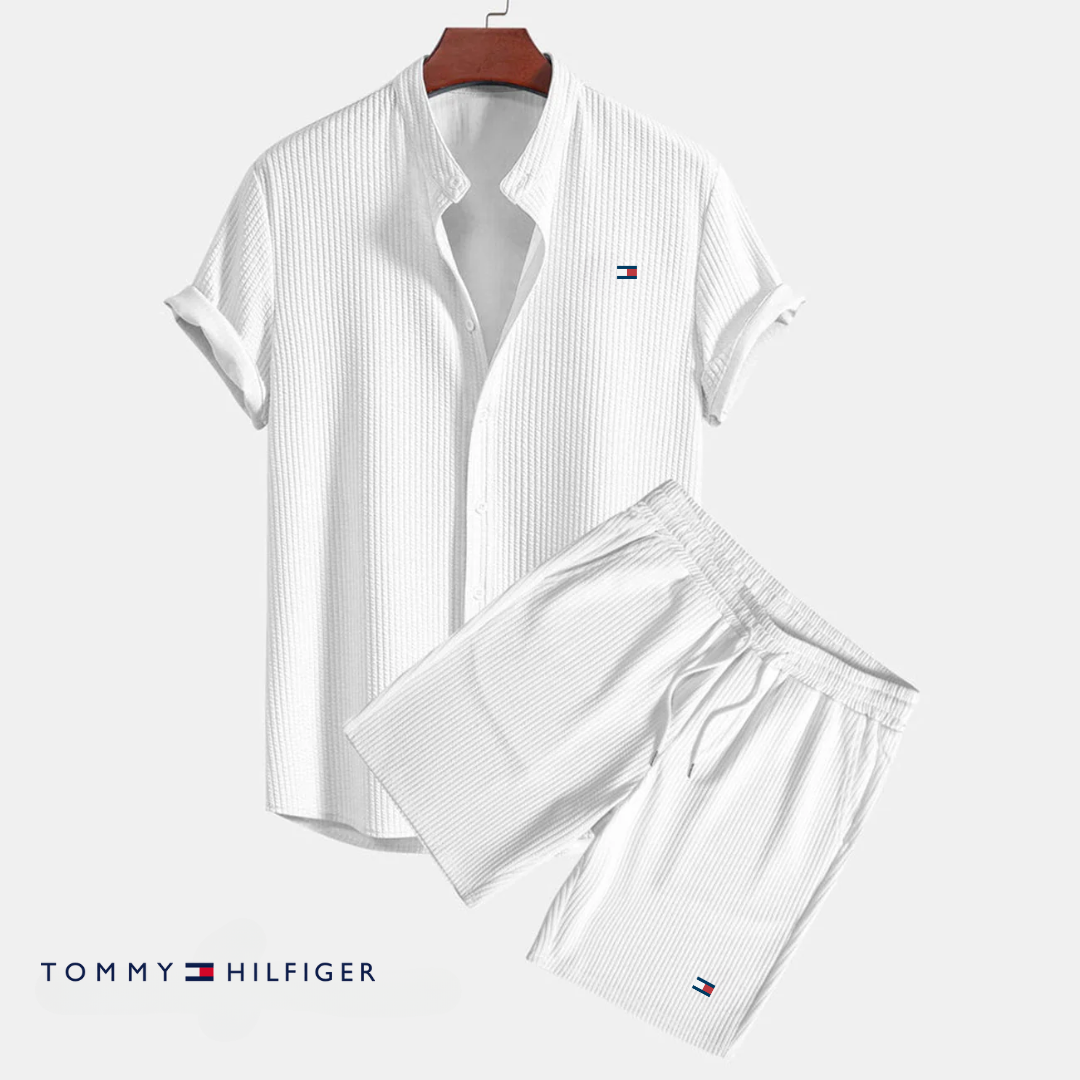 Tommy – Ensemble d’été pour homme avec chemise à manches courtes et short | 1 acheté = 1 offert