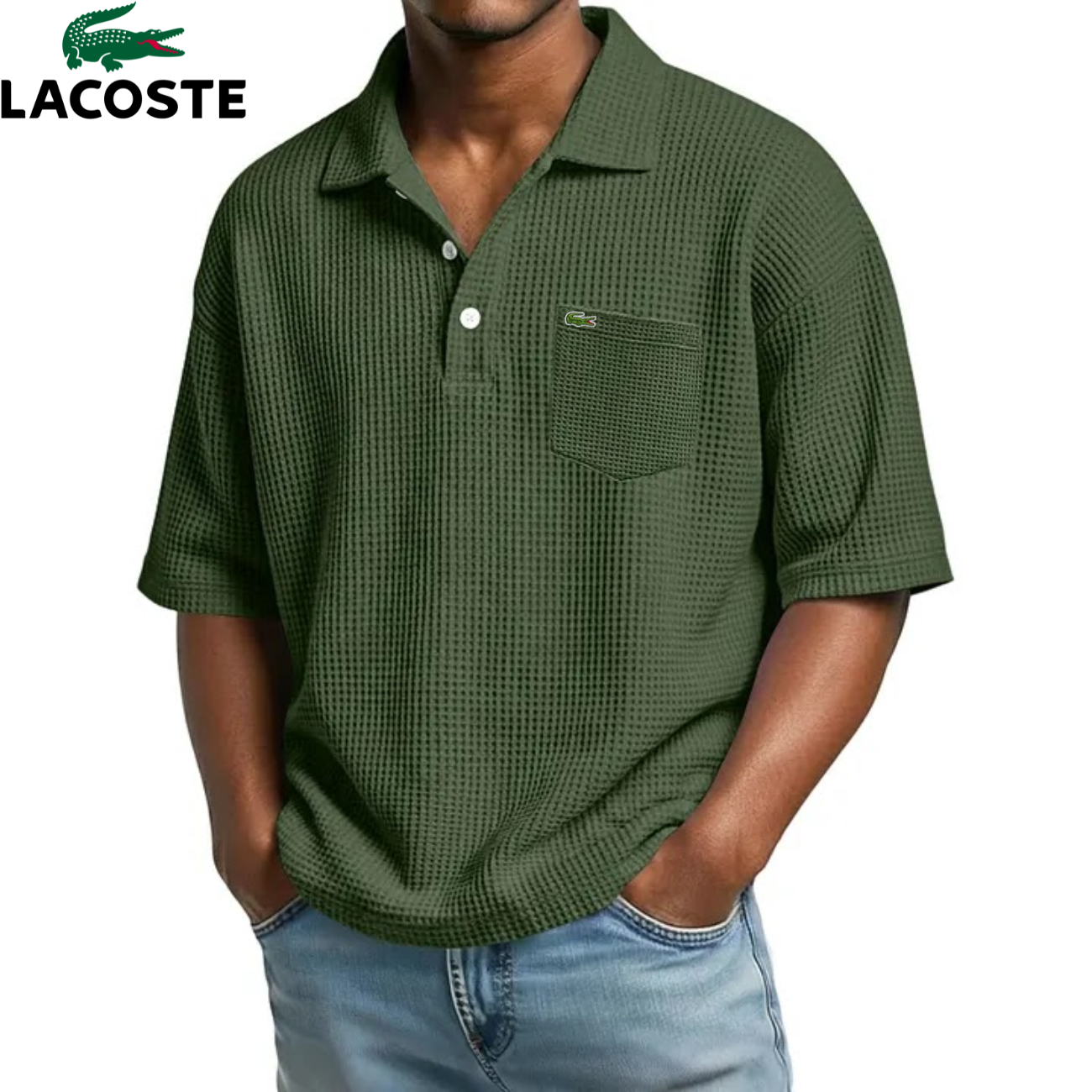 Lacoste – Polo homme texturé avec poche poitrine | 1 acheté = 1 offert