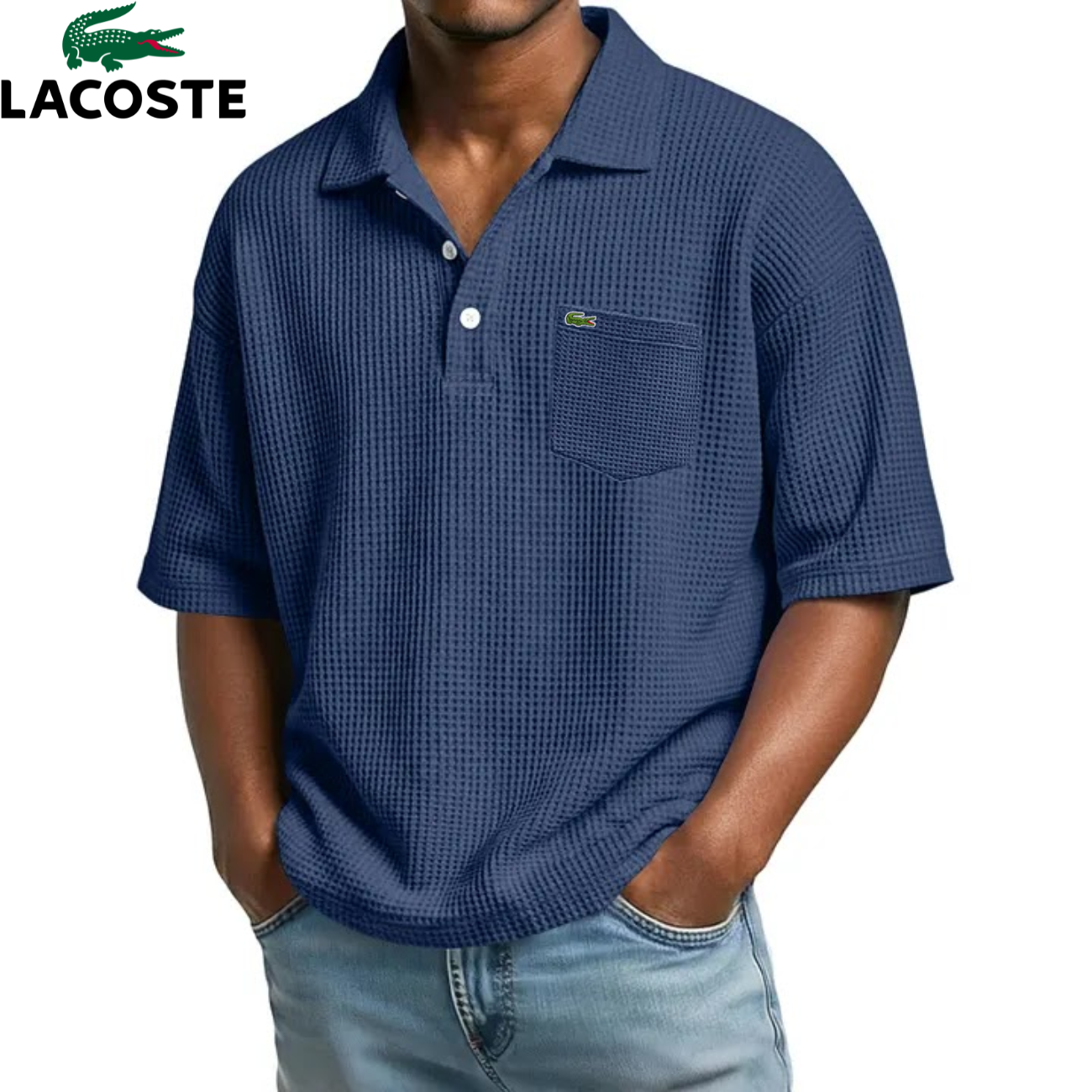 Lacoste – Polo homme texturé avec poche poitrine | 1 acheté = 1 offert