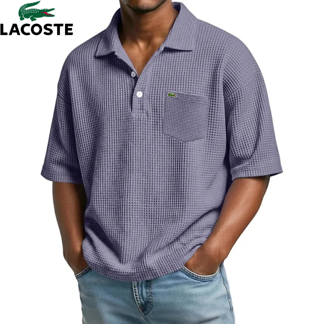Lacoste – Polo homme texturé avec poche poitrine | 1 acheté = 1 offert