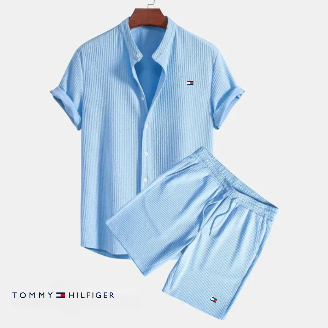 Tommy – Ensemble d’été pour homme avec chemise à manches courtes et short | 1 acheté = 1 offert