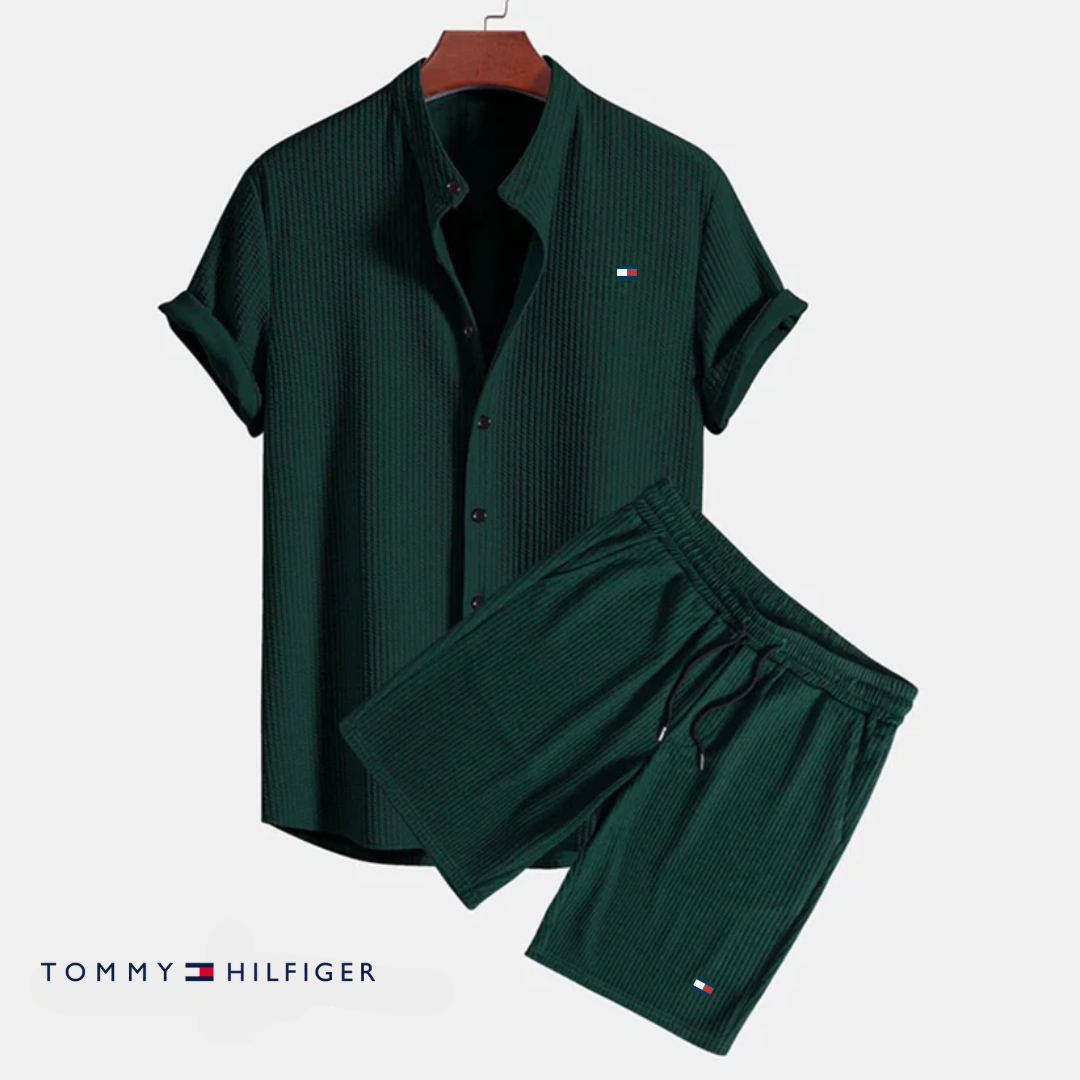Tommy – Ensemble d’été pour homme avec chemise à manches courtes et short | 1 acheté = 1 offert