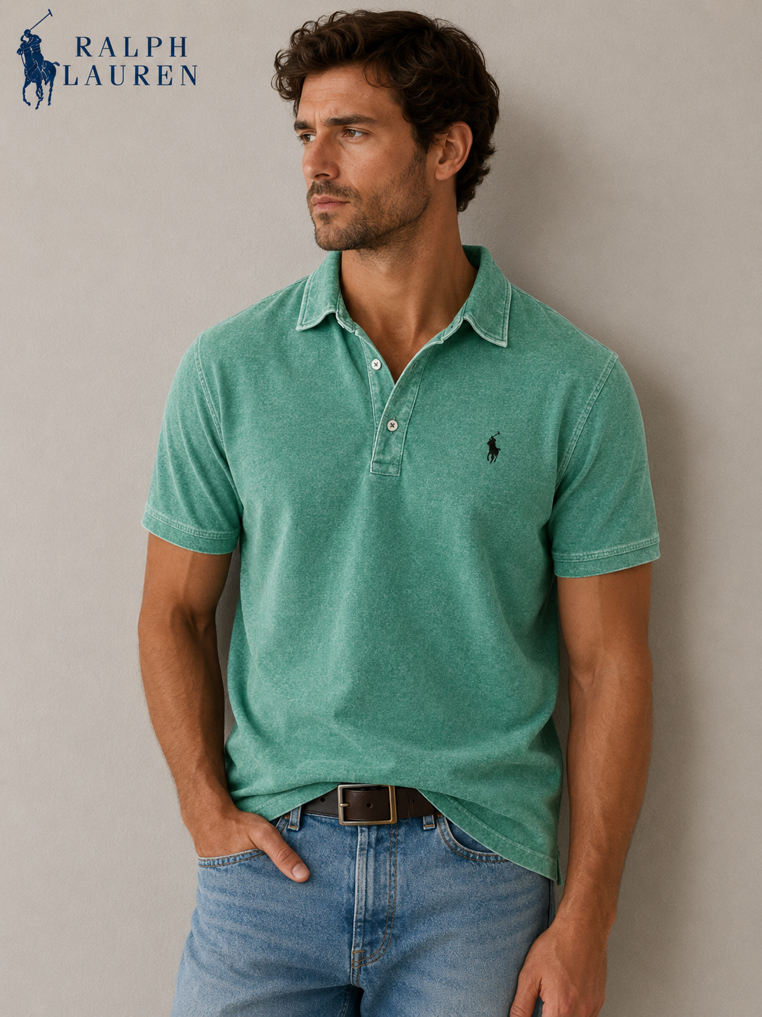Polo en mesh extensible coupe slim personnalisée Ralph - 1 acheté,  1 offert