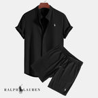 Ensemble d’été texturé pour homme (chemise et short) - 1 acheté,  1 offert