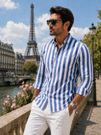 Chemise casual en lin rayée premium - 1 achetée,  1 offerte