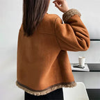 Sophie™ | Suede Button-Up Teddy Jacket