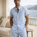 Ensemble d’été texturé pour homme (chemise et short) - 1 acheté,  1 offert